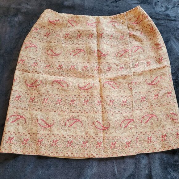 Charter Club Dresses & Skirts - CHarter Club Womens Skirt Size 12 Paisley 100% Linen Faux Wrap Lined Boho 16420